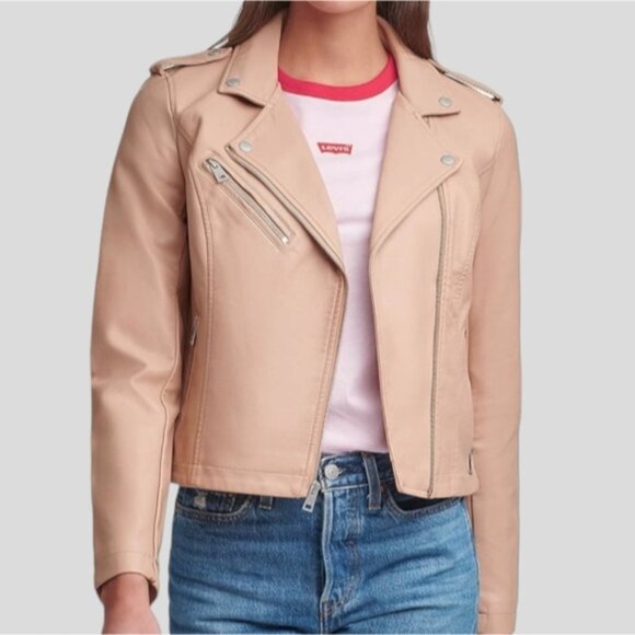 Levis Strauss Limited Edition Tan Faux Leather Moto Jacket - Picture 3 of 15